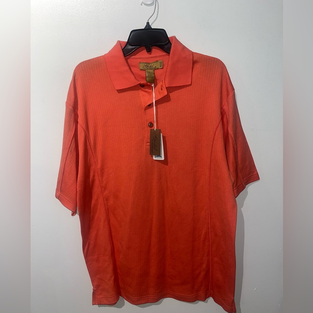 Polo Shirt NWT Gold Tri-Mountain Moisture Wicking Technology Sz Mens L